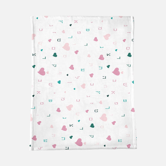 White Hearts Minky Baby Blanket - 30" x 40"
