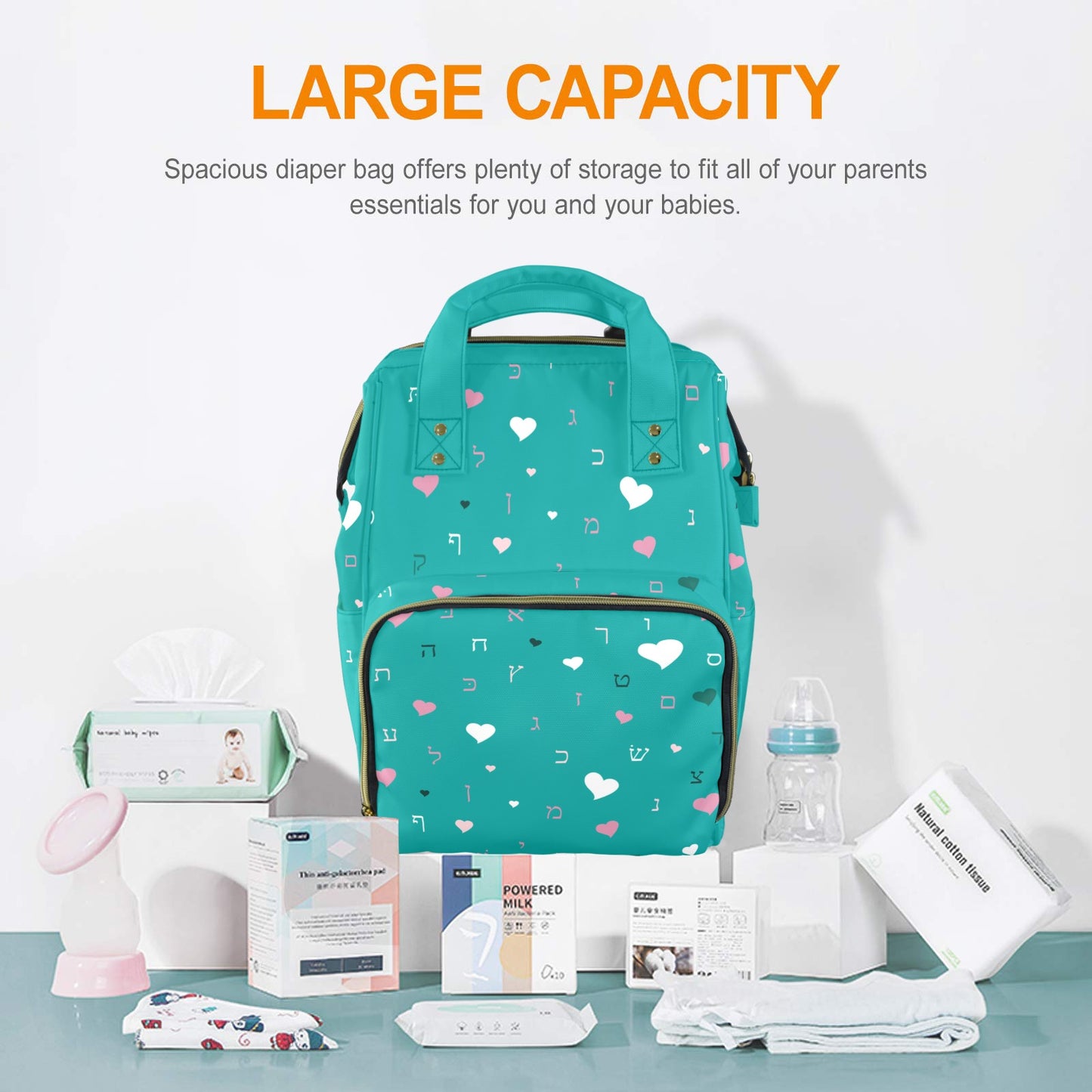 Ahava in Green Multi-Function Diaper Bag-New (Model 1688)