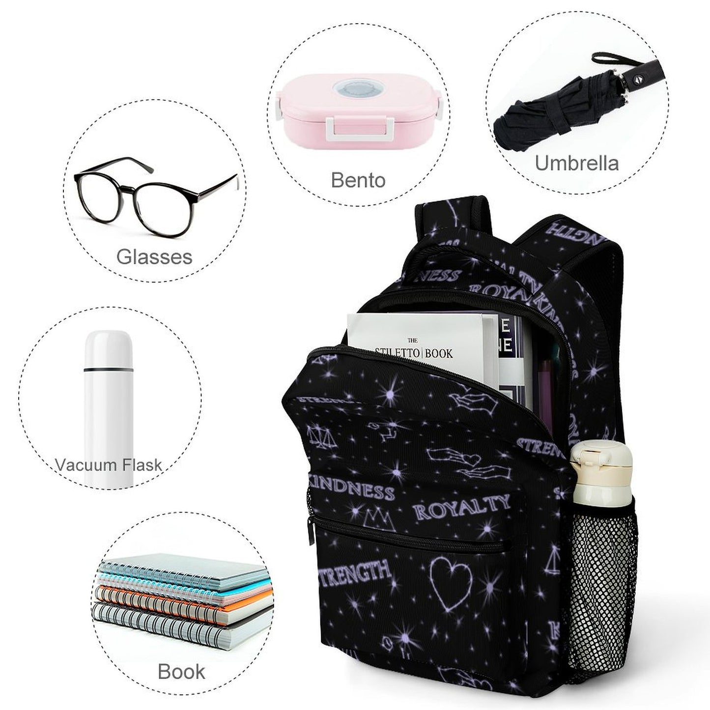 "Kindness • Strength • Royalty” Hebrew Values Children's Backpack