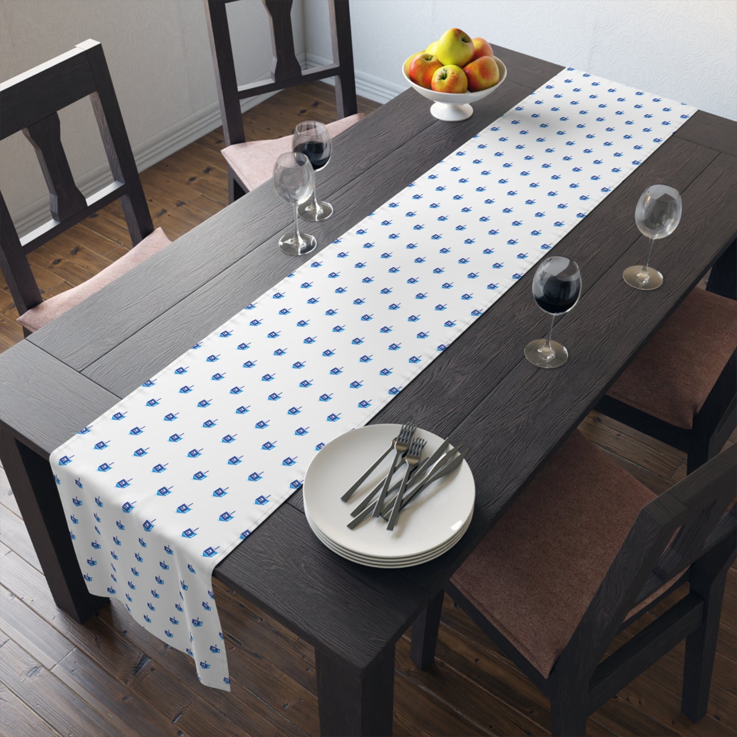 Blue Dreidel Table Runner (Cotton)