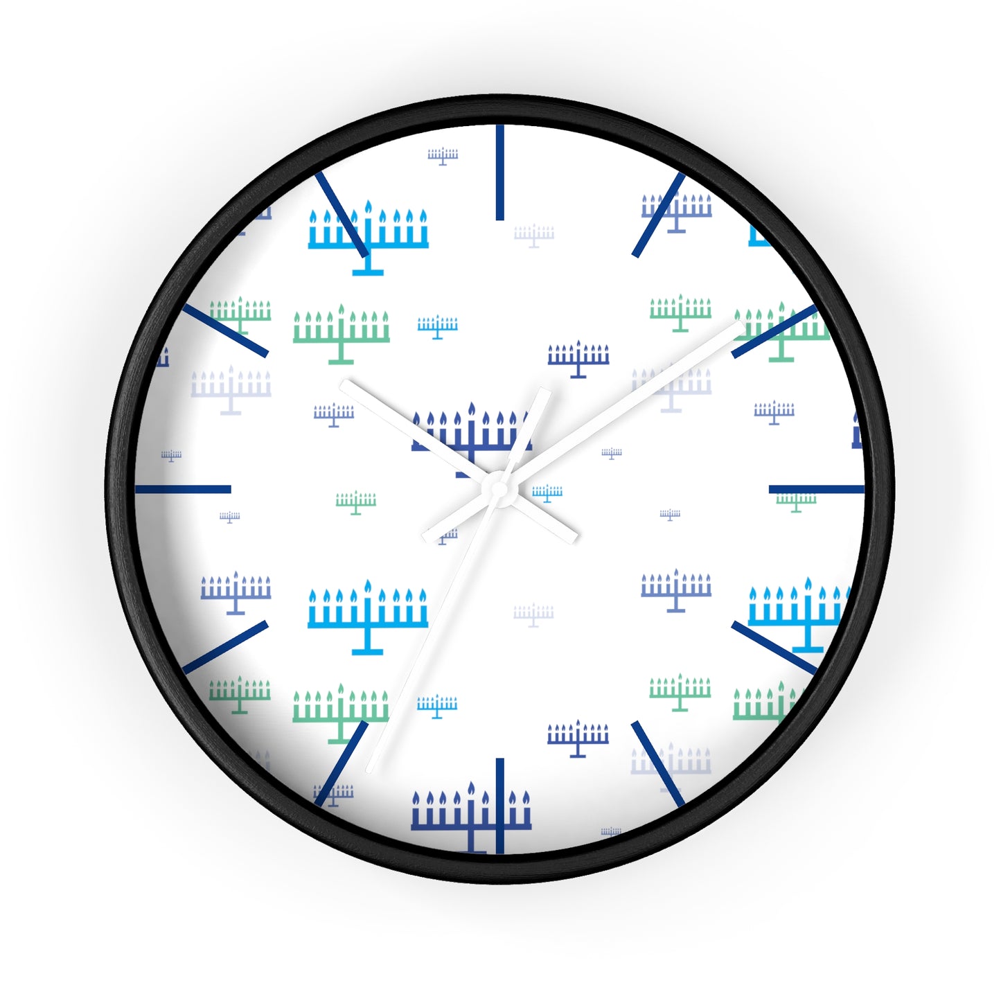 Chanukah Blue Menorahs Wall Clock