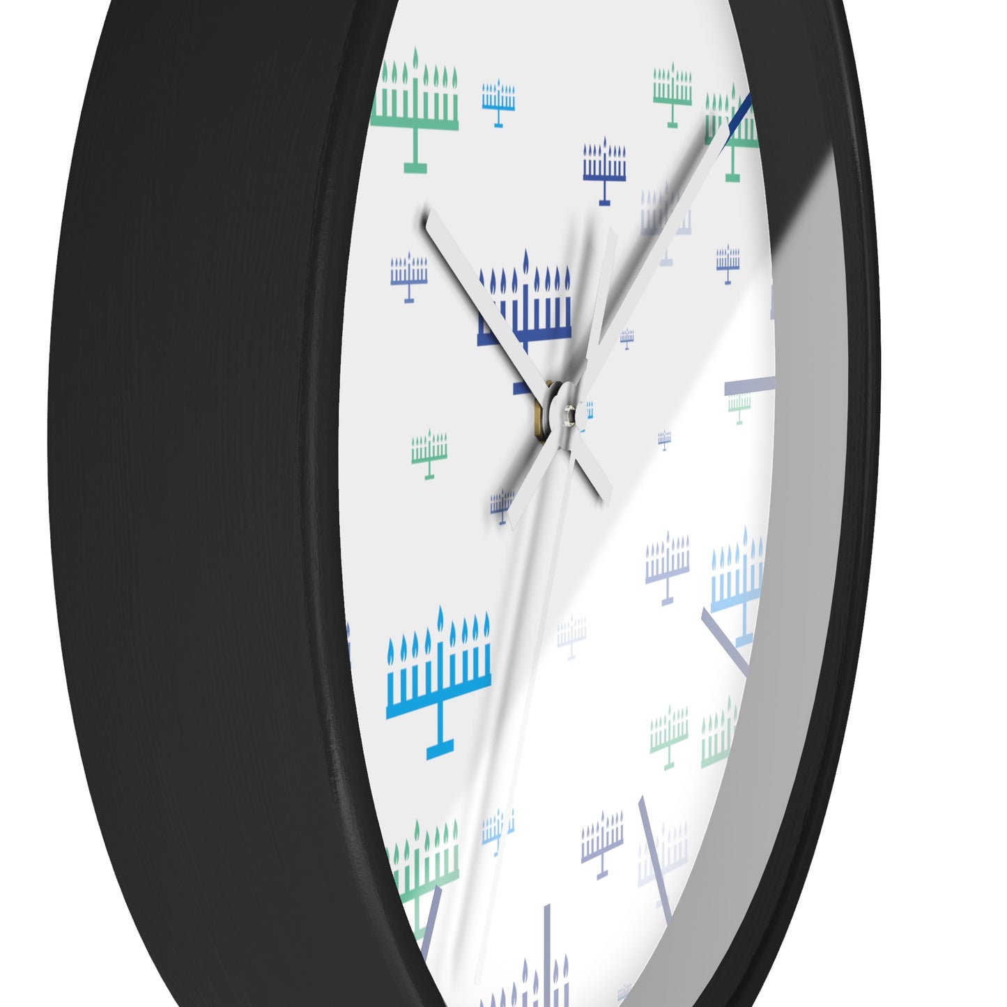 Chanukah Blue Menorahs Wall Clock