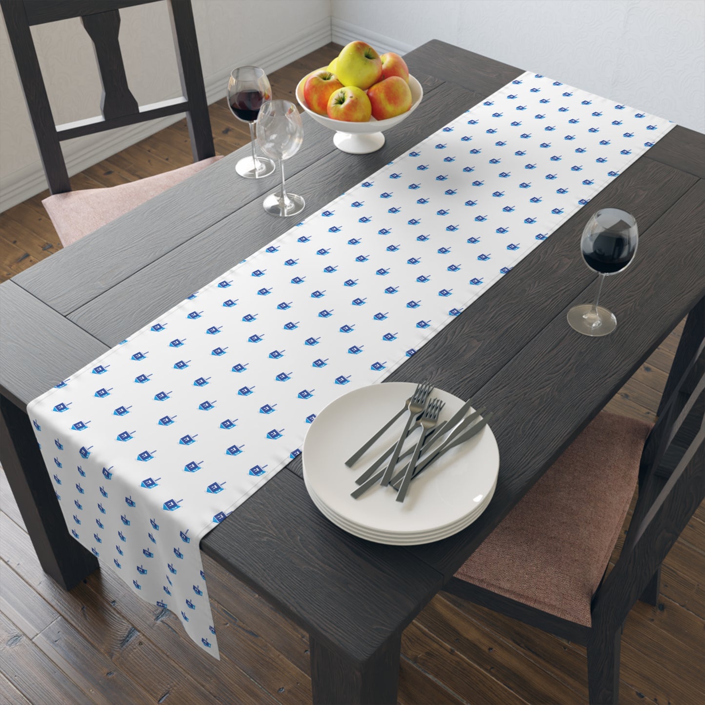Blue Dreidel Table Runner (Cotton)