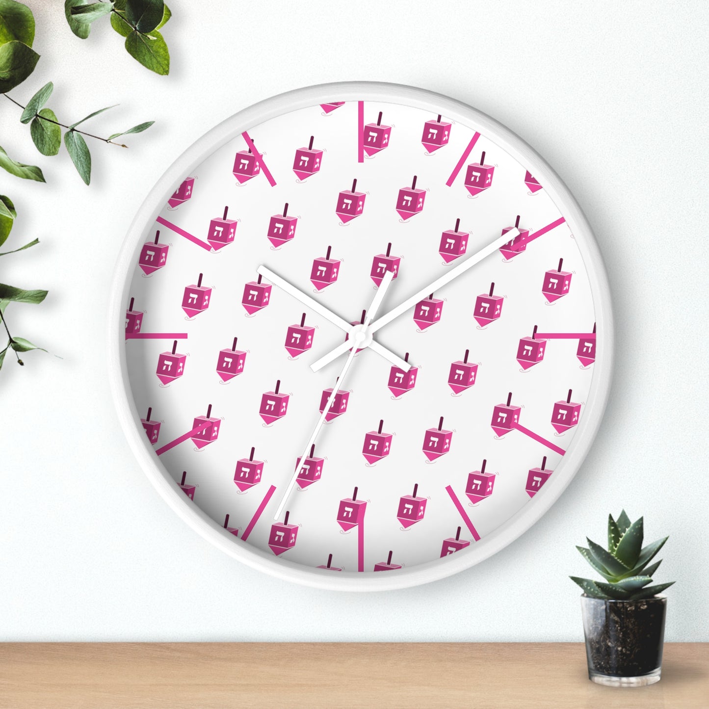 Chanukah Pink Dreidel Wall Clock