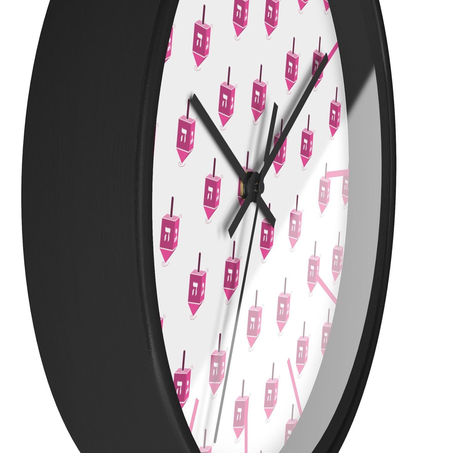 Chanukah Pink Dreidel Wall Clock