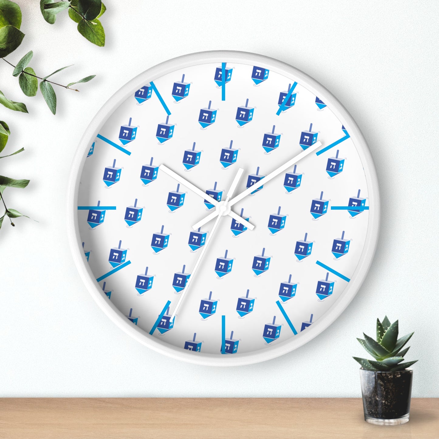 Chanukah Blue Dreidel Wall Clock
