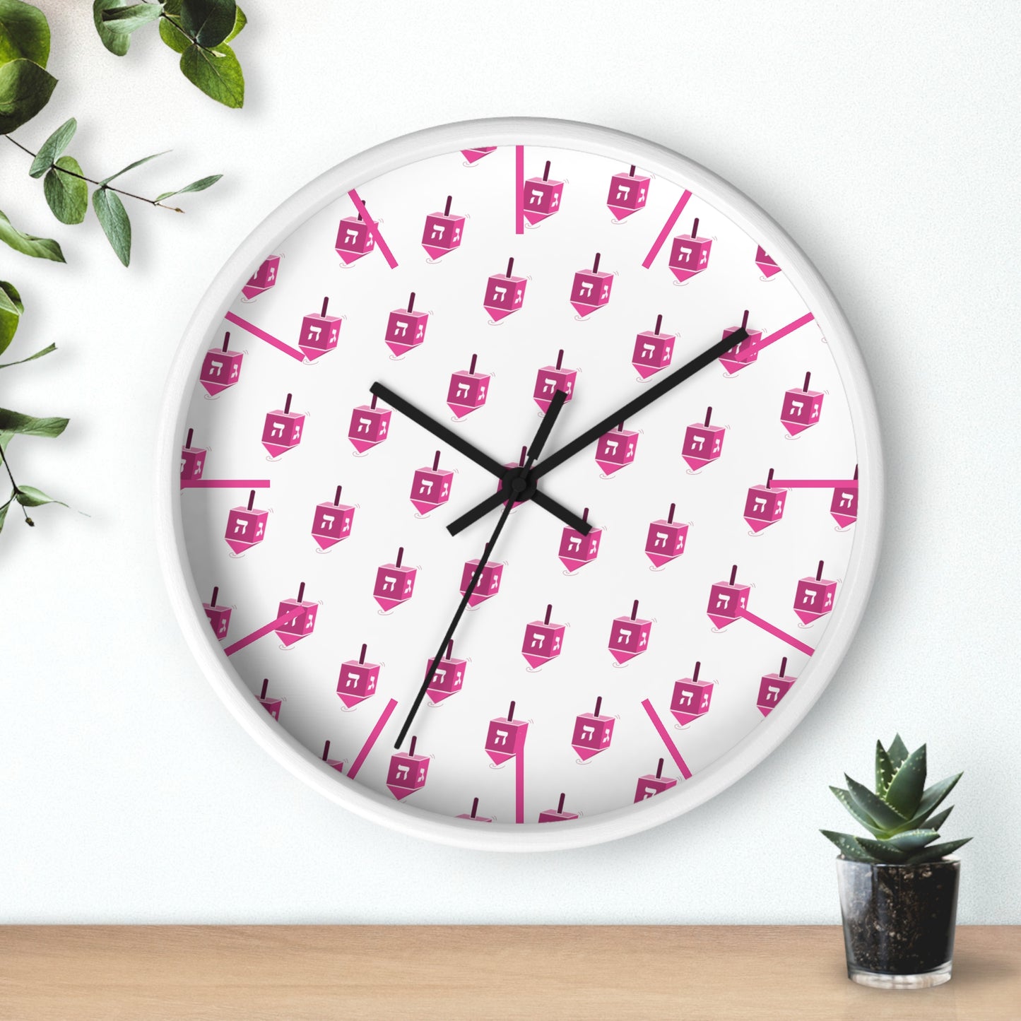 Chanukah Pink Dreidel Wall Clock