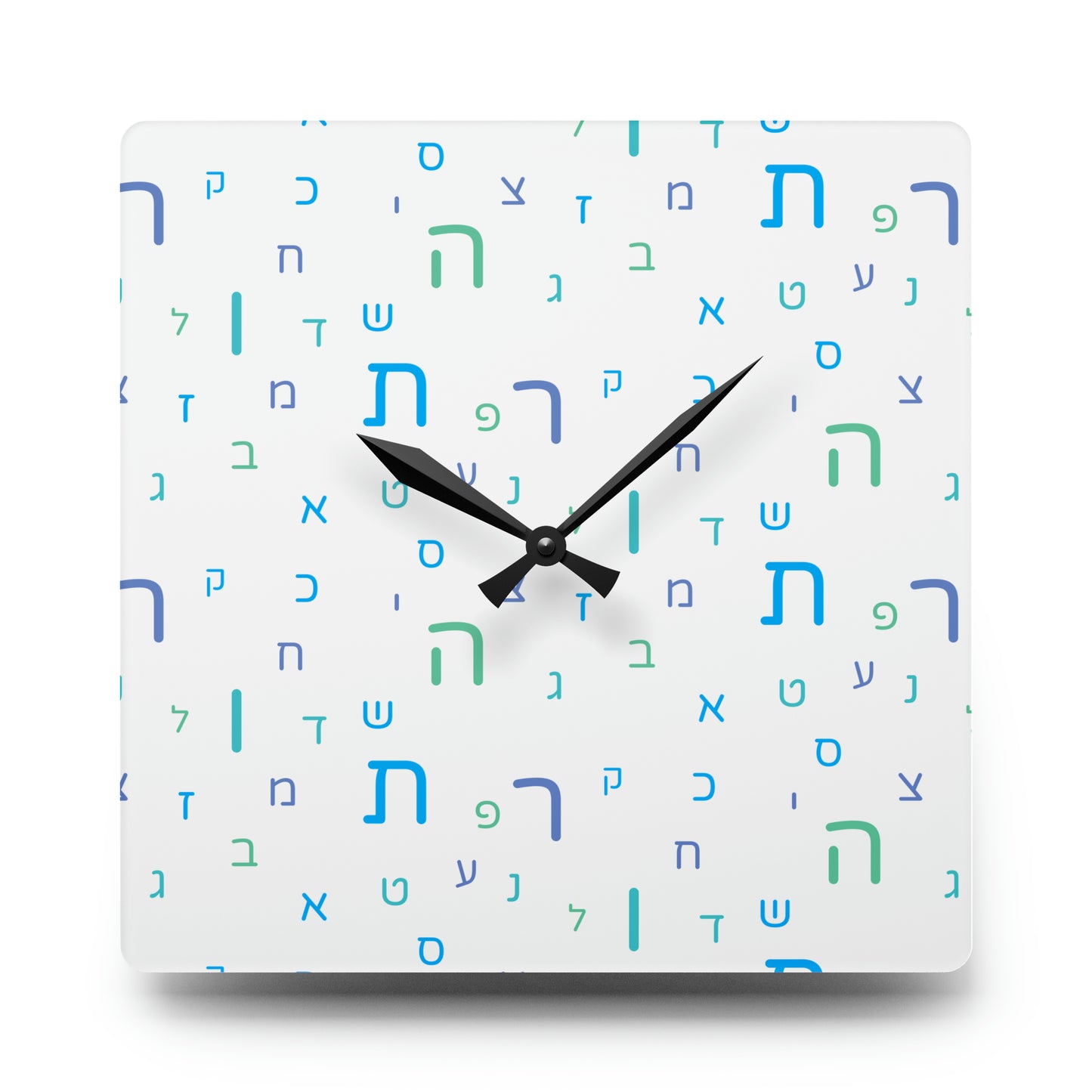 Light Blue Aleph Beis Acrylic Wall Clock