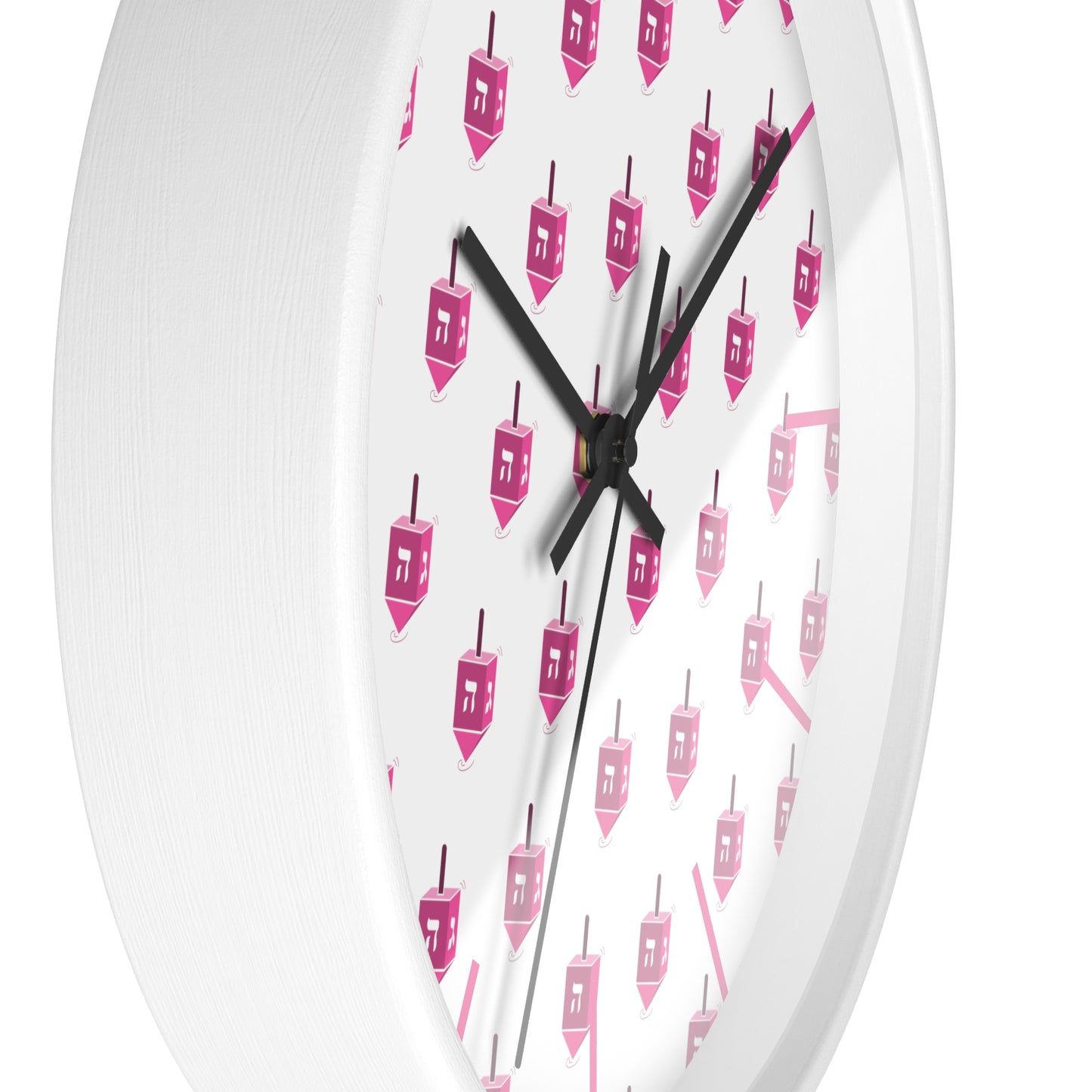 Chanukah Pink Dreidel Wall Clock
