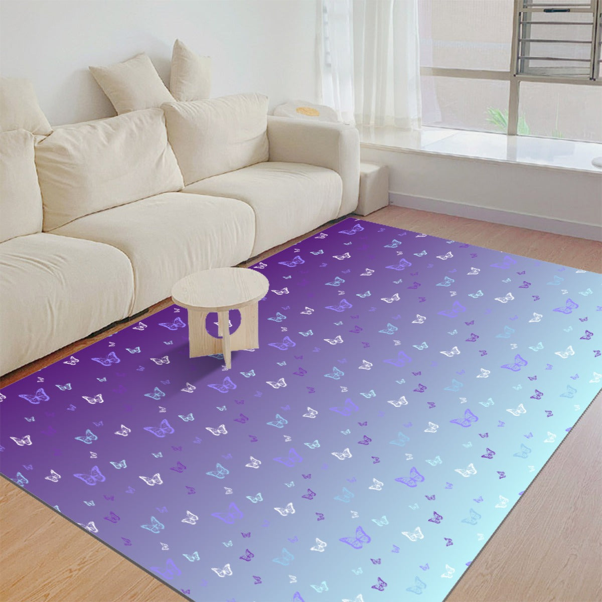 Purple Ombre Butterflies Foldable Rectangular Thickened Floor Mat
