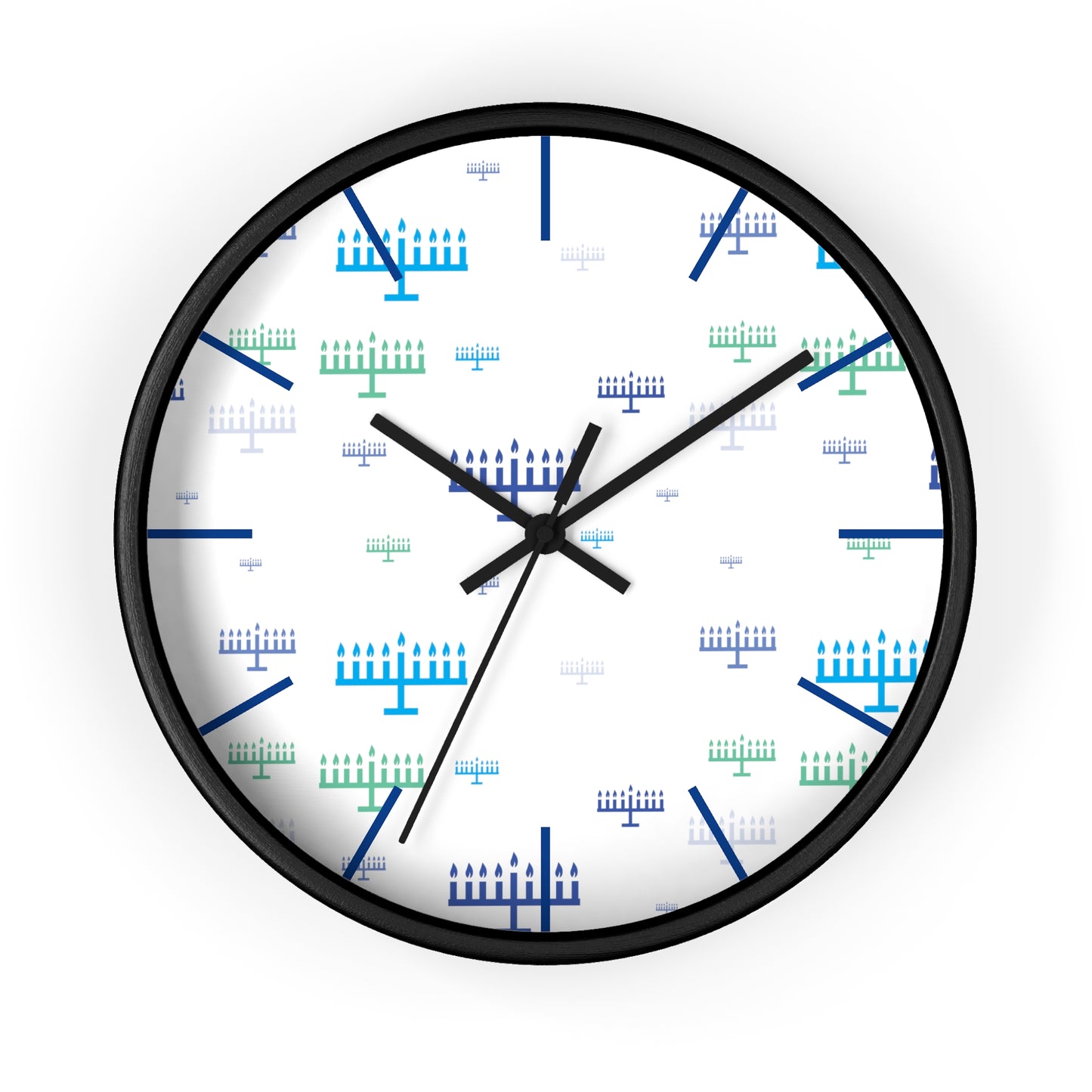 Chanukah Blue Menorahs Wall Clock