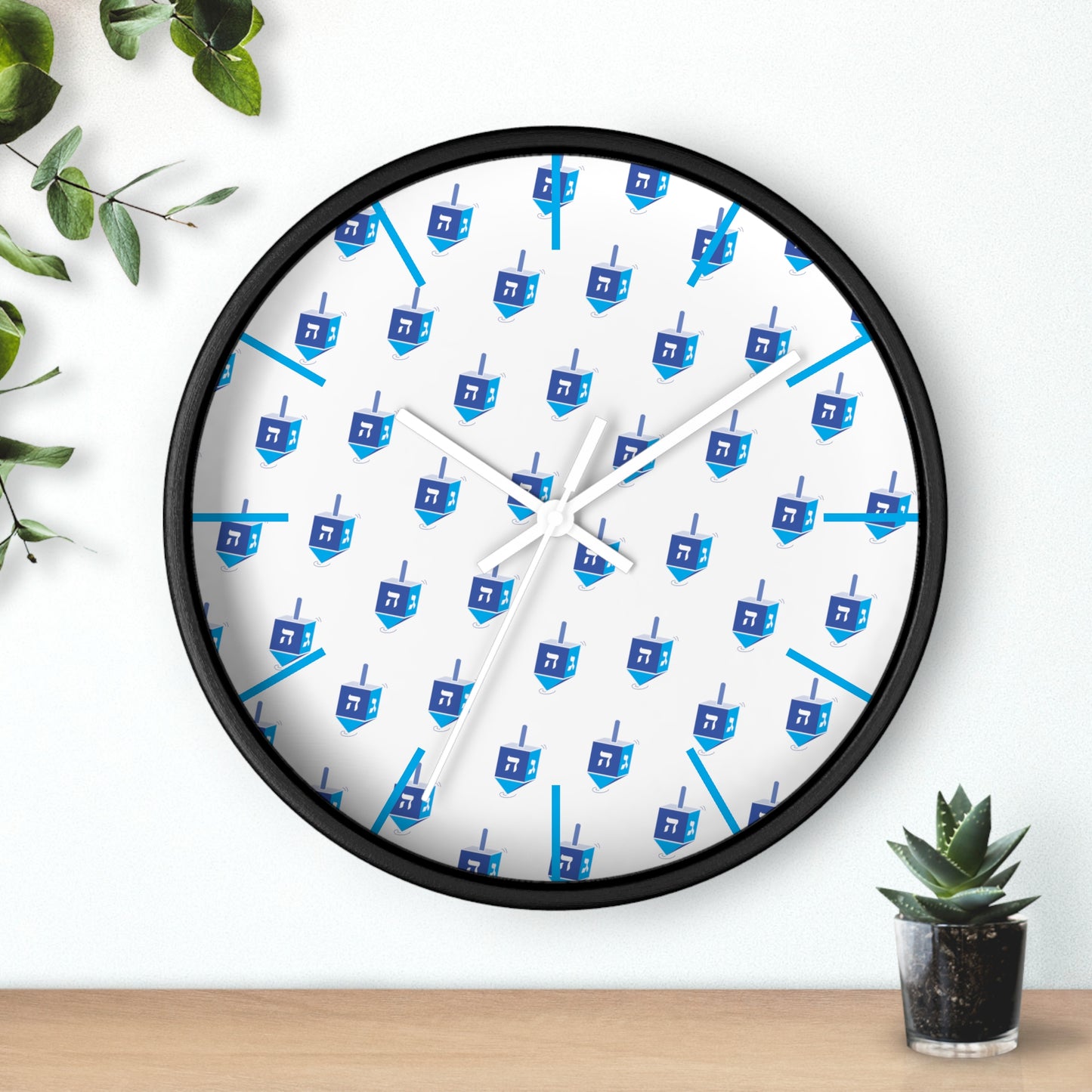 Chanukah Blue Dreidel Wall Clock