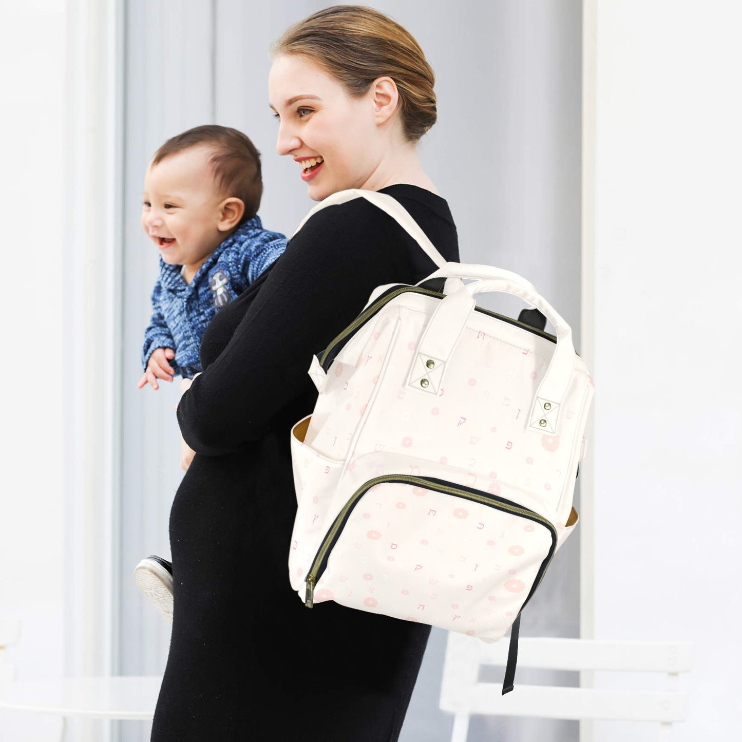 Pastel Petal Letters Multi-Function Diaper Bag-New (Model 1688)