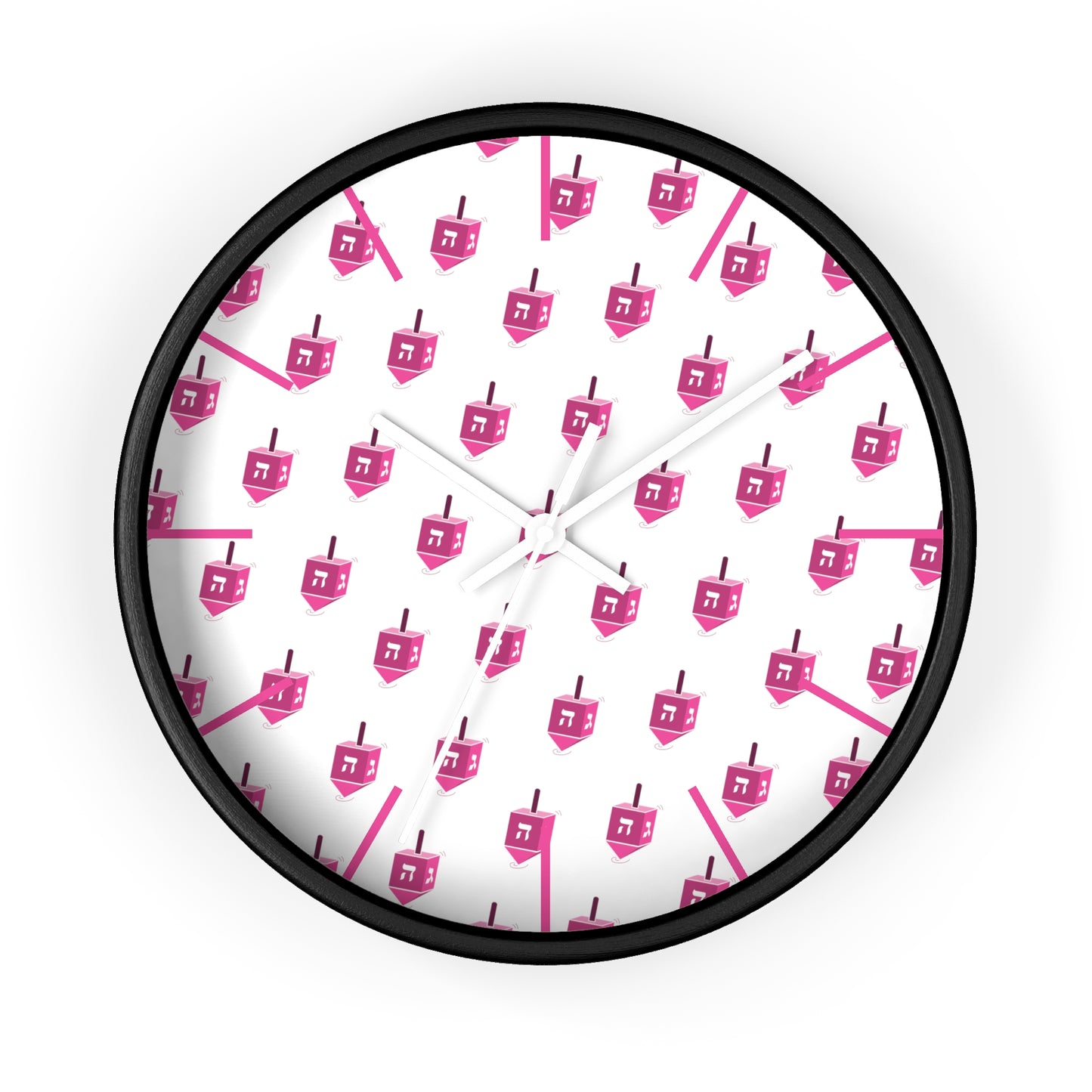 Chanukah Pink Dreidel Wall Clock