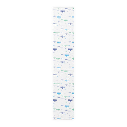 Blue Menorahs Table Runner (Cotton)