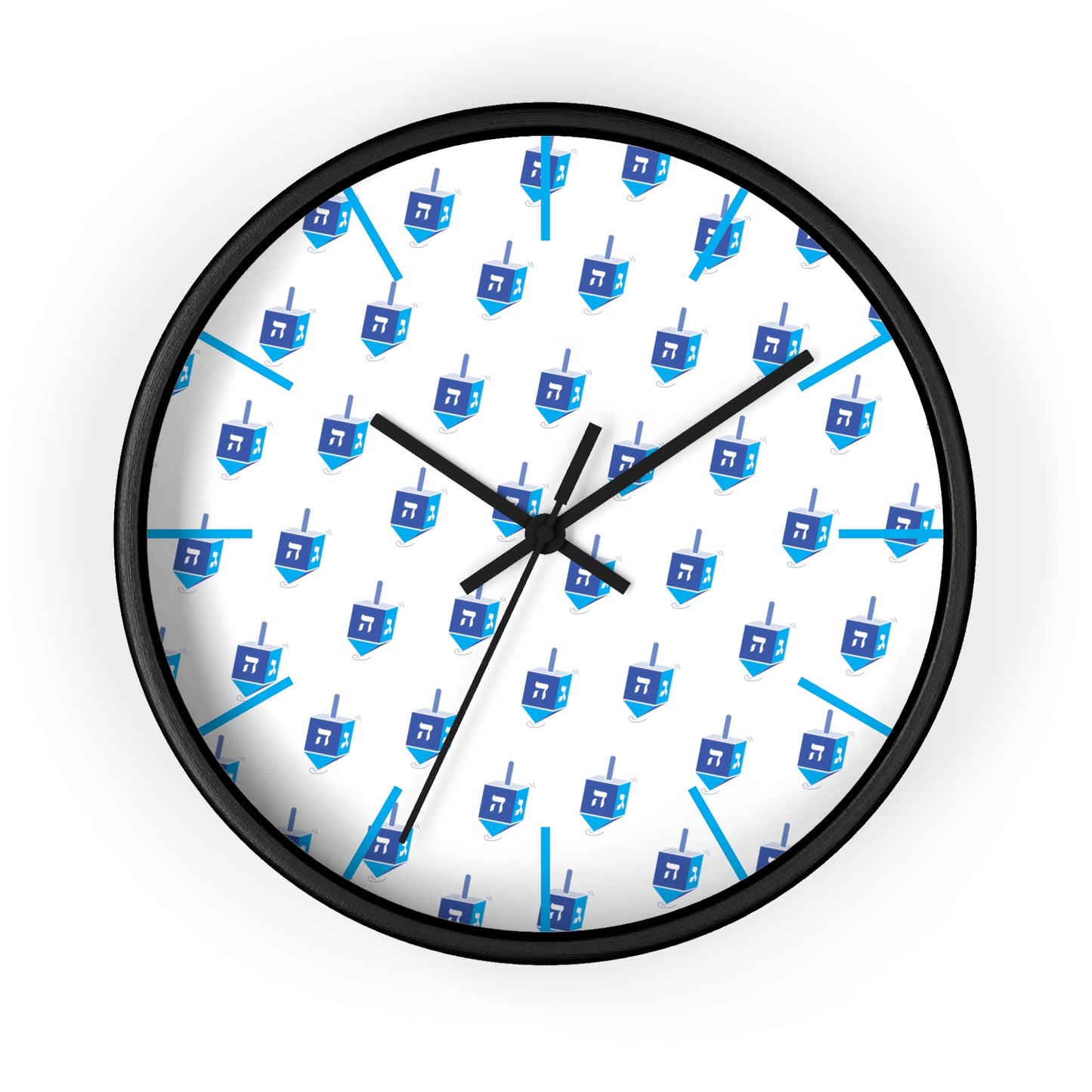 Chanukah Blue Dreidel Wall Clock