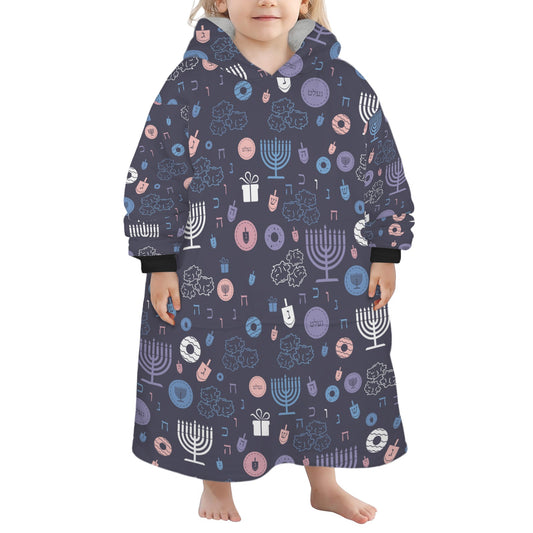 Warm Sunset Chanukah 5785 Blanket Hoodie for Little Kids (Model H67)