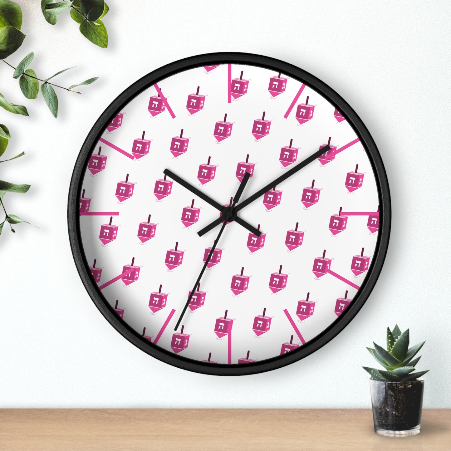 Chanukah Pink Dreidel Wall Clock