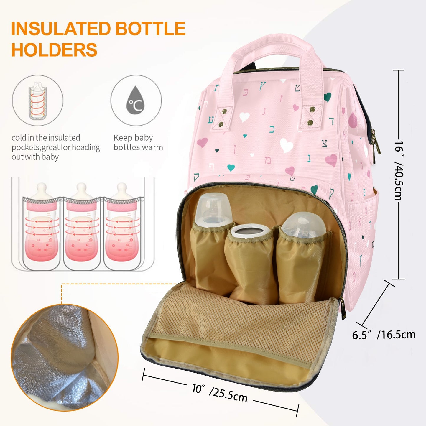 Ahava in Pink Multi-Function Diaper Bag-New (Model 1688)
