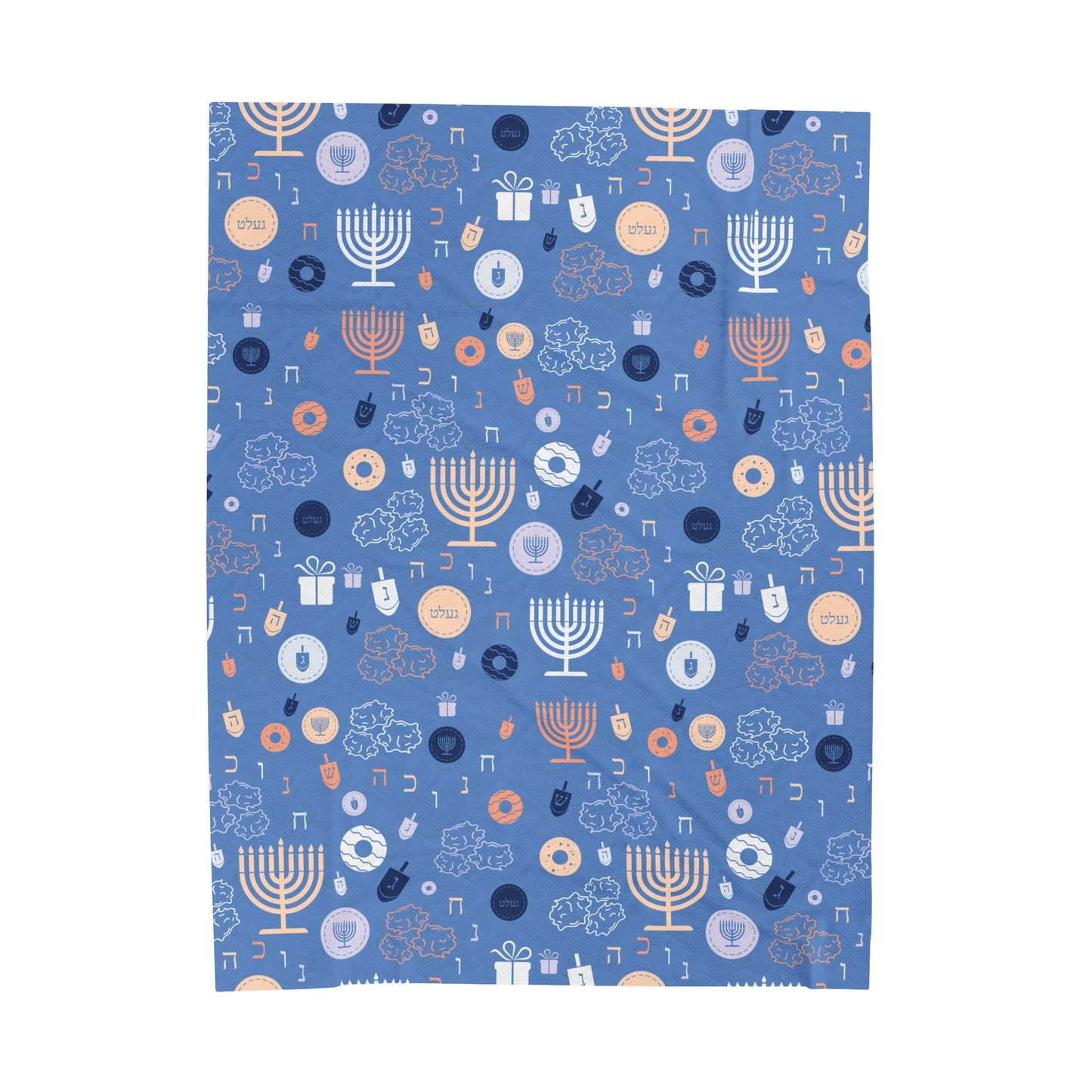 Blue Chanukah 5785 Velveteen Plush Blanket