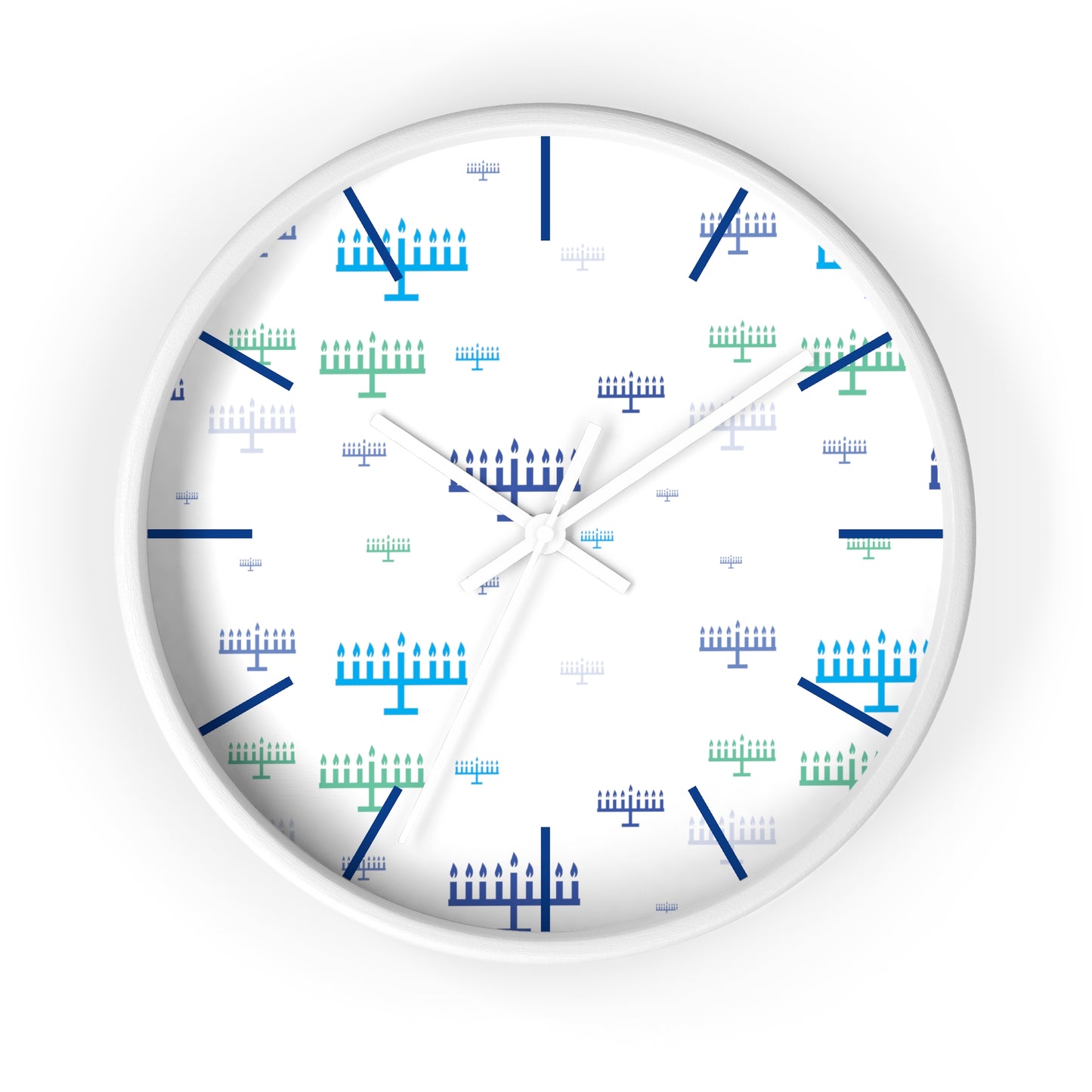 Chanukah Blue Menorahs Wall Clock