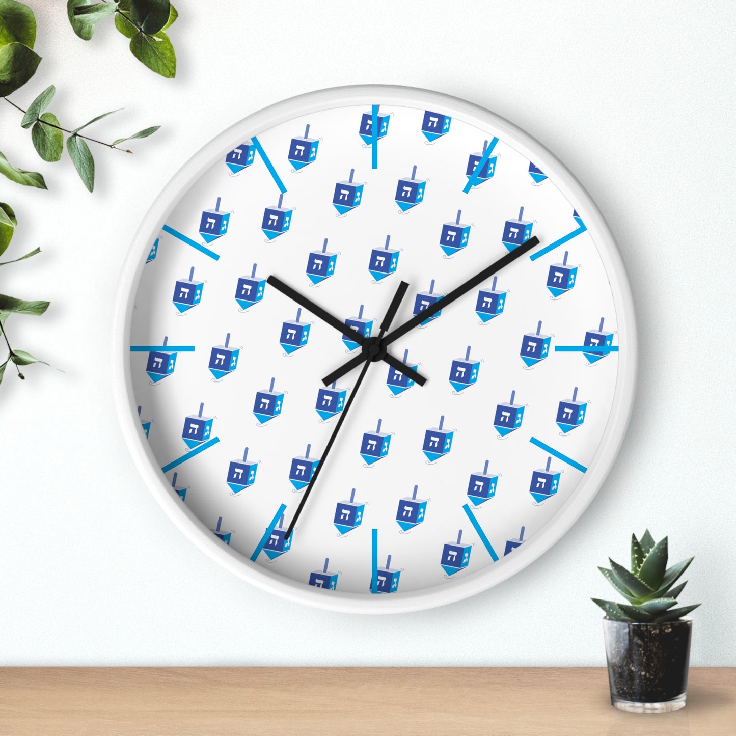Chanukah Blue Dreidel Wall Clock