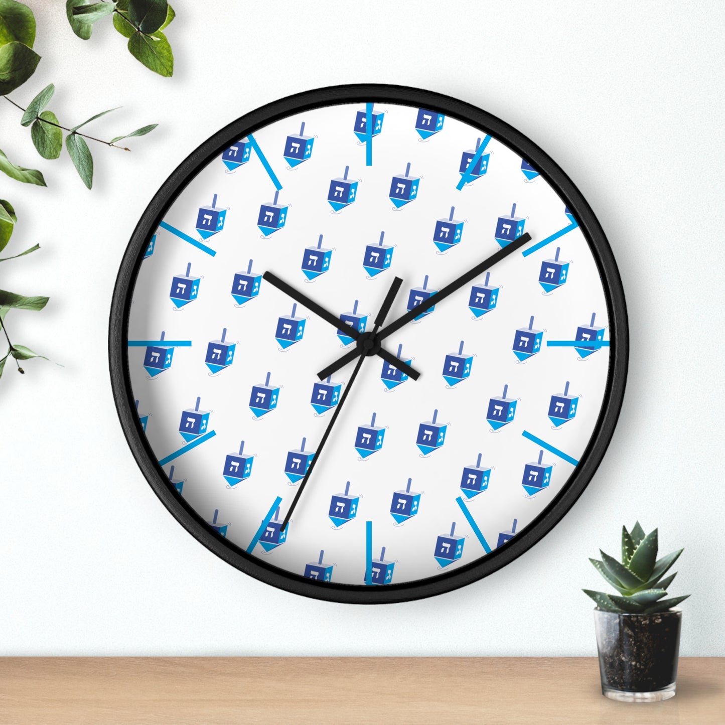 Chanukah Blue Dreidel Wall Clock