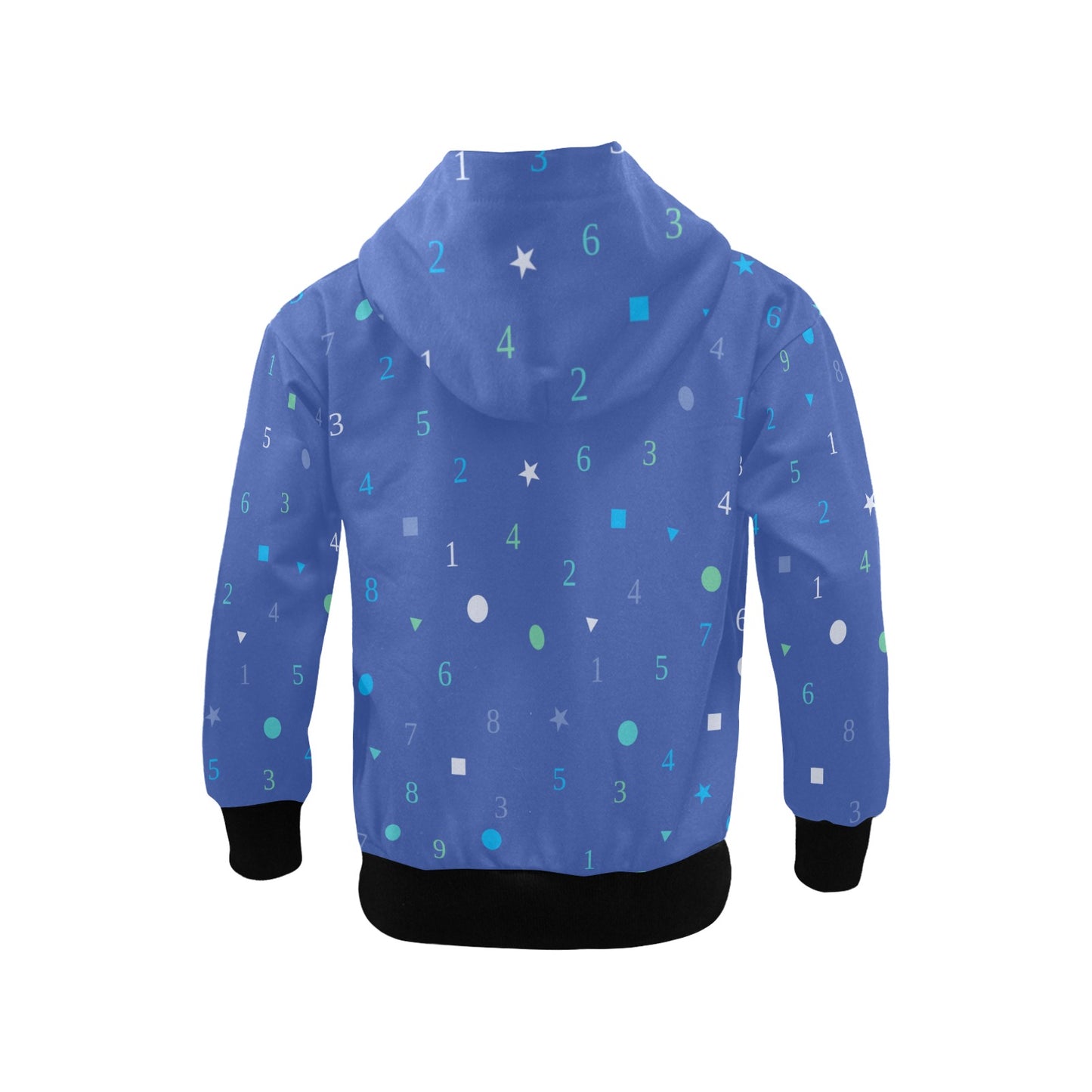 Blue Shapes & Numbers Little Boys' Zip Up Hoodie (Model H58)