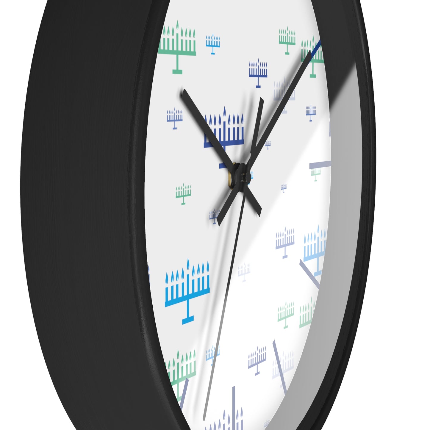 Chanukah Blue Menorahs Wall Clock