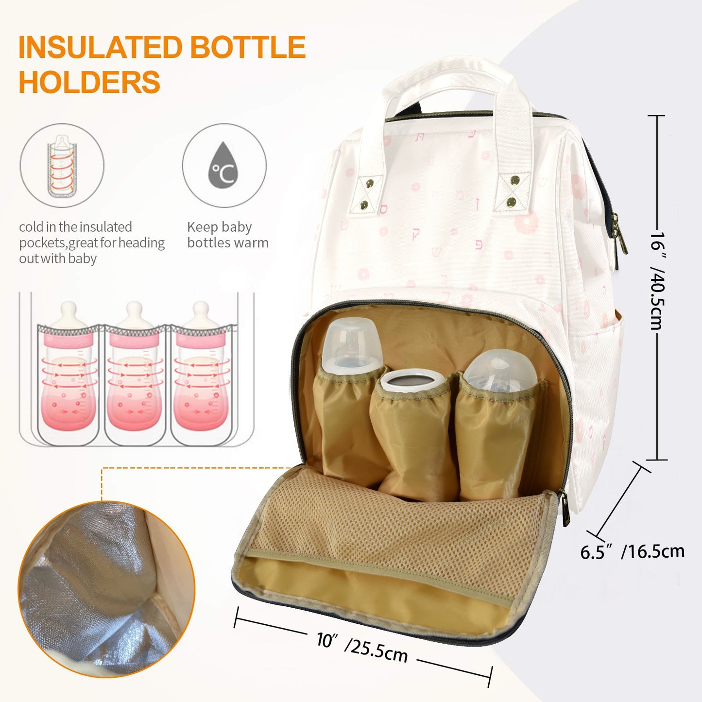 Pastel Petal Letters Multi-Function Diaper Bag-New (Model 1688)