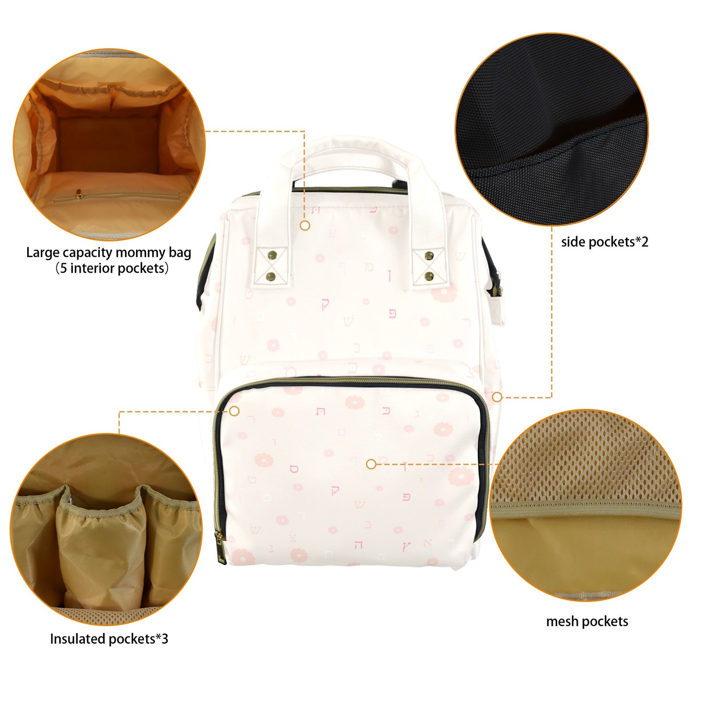 Pastel Petal Letters Multi-Function Diaper Bag-New (Model 1688)