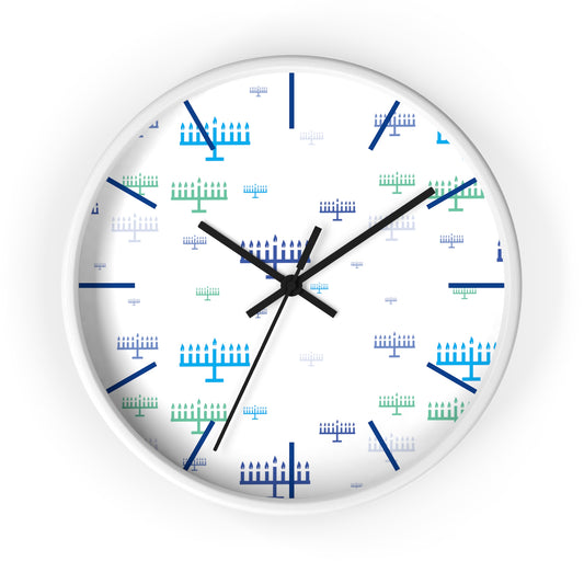Chanukah Blue Menorahs Wall Clock