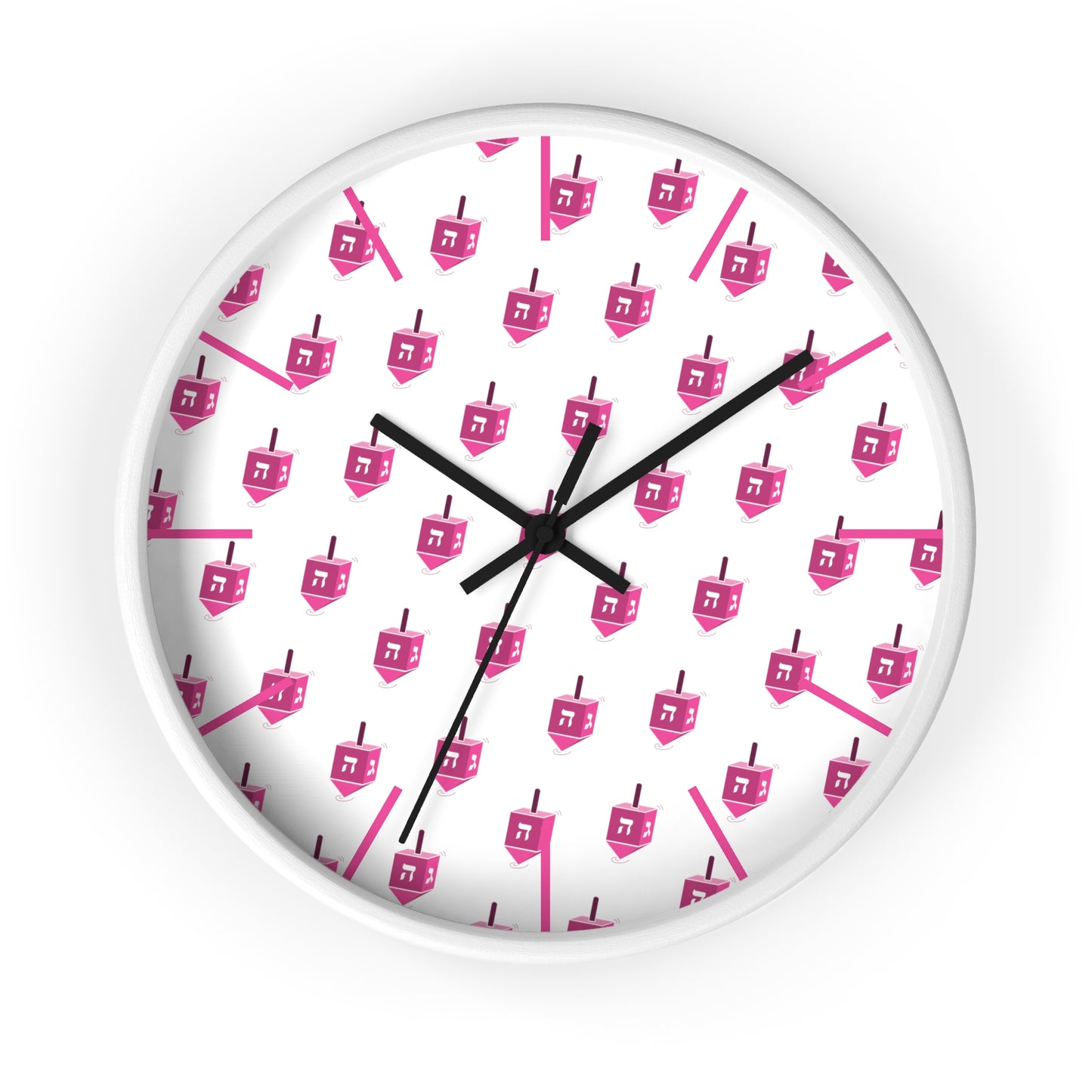 Chanukah Pink Dreidel Wall Clock