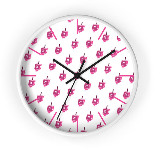 Chanukah Pink Dreidel Wall Clock
