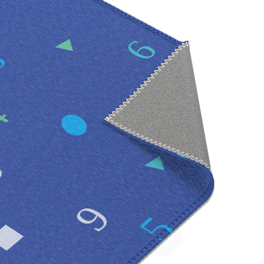 Dark Blue Numbers and Shapes Area Rugs