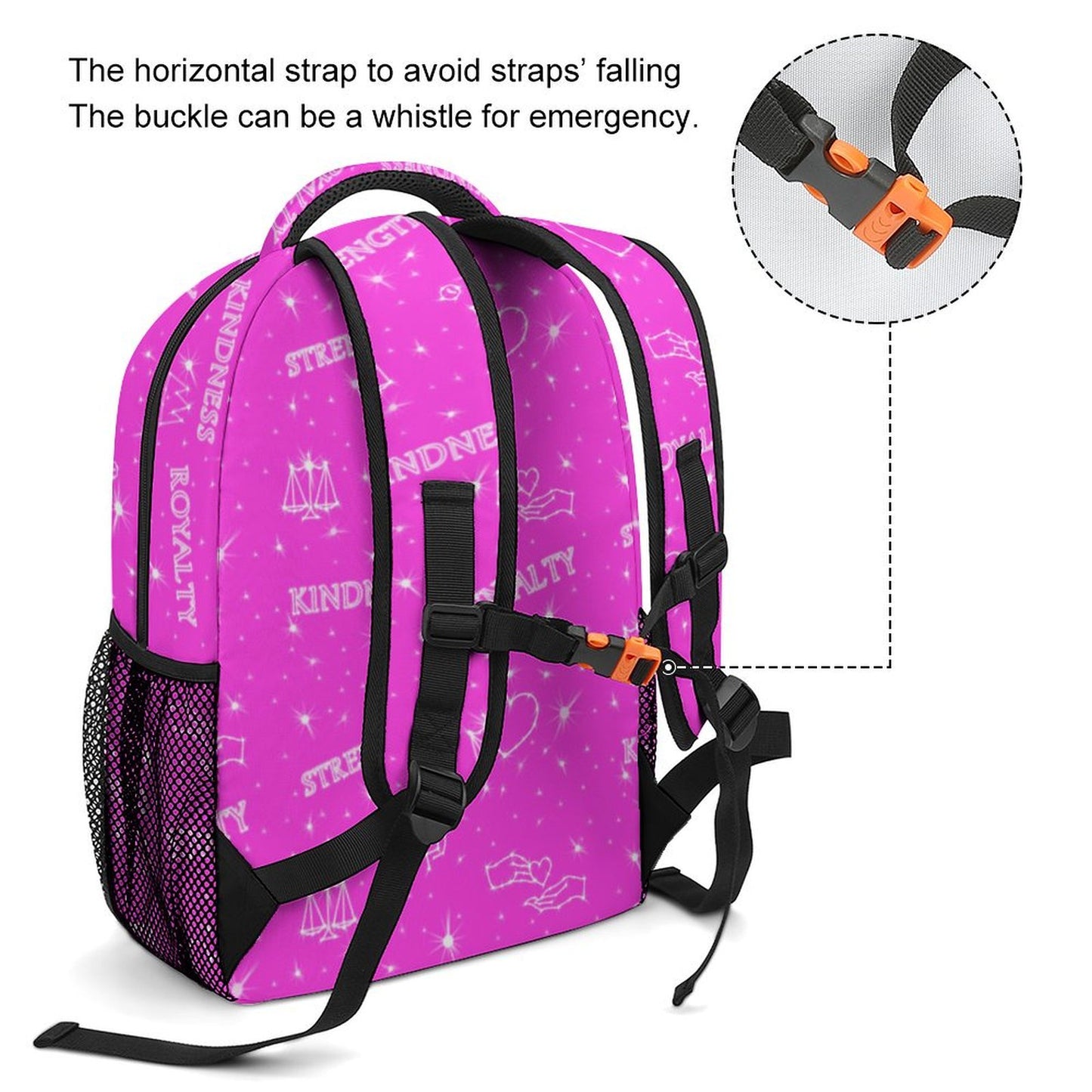 Pink "Kindness • Strength • Royalty” Hebrew Values Children's Backpack