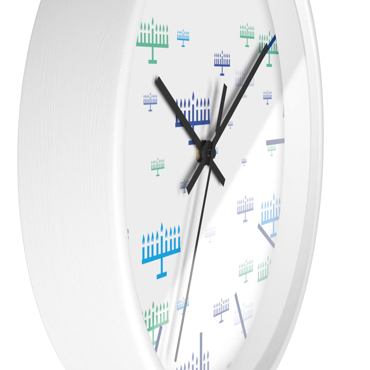 Chanukah Blue Menorahs Wall Clock