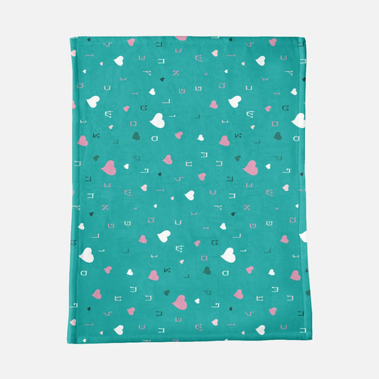 Green Hearts Minky Baby Blanket - 30" x 40"