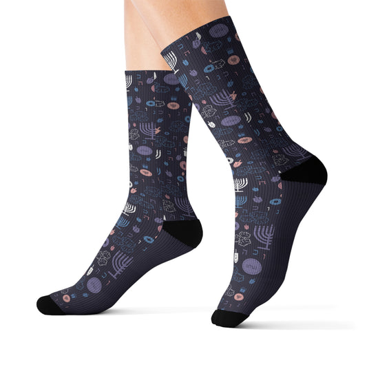Warm Sunset Chanukah 5785 Sublimation Socks