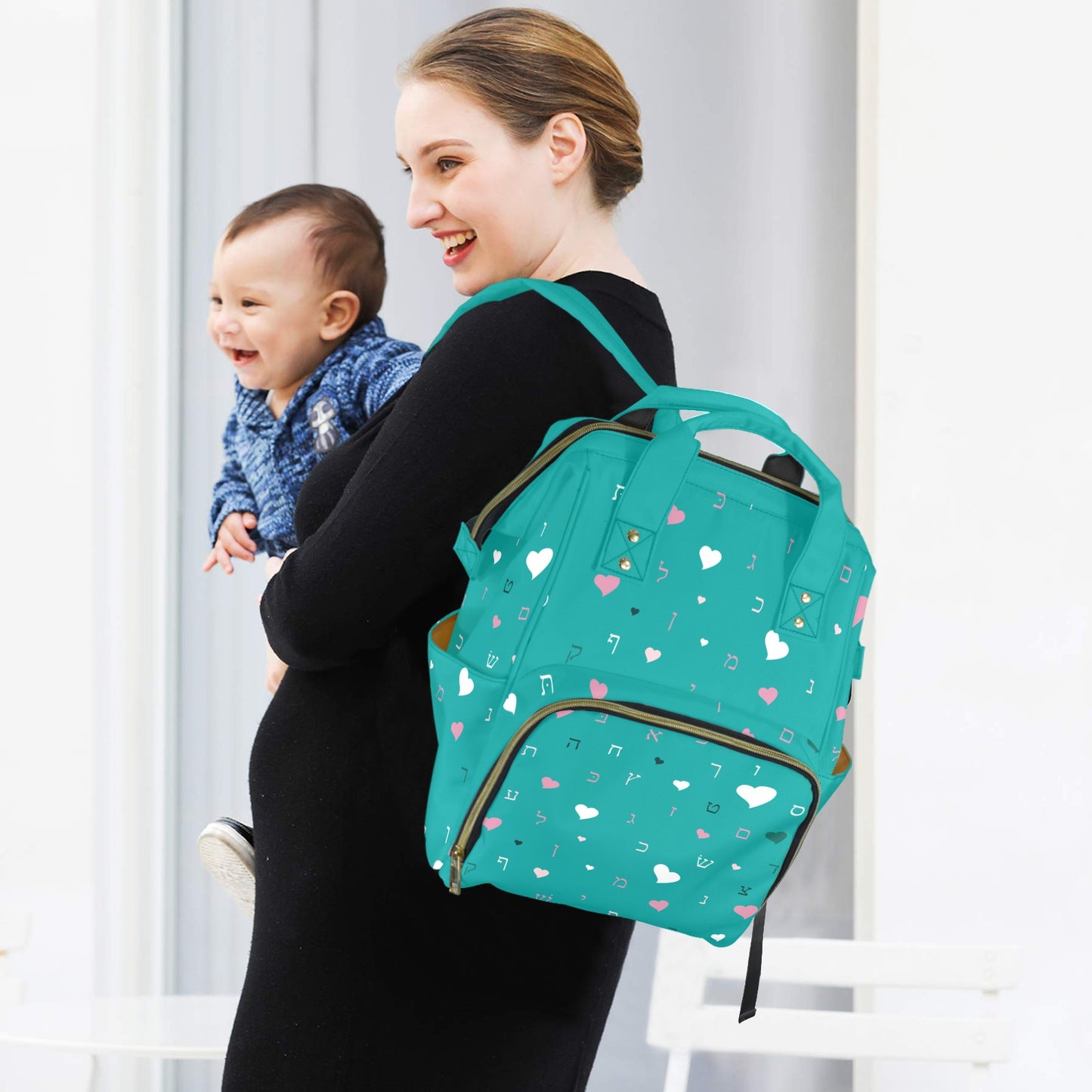 Ahava in Green Multi-Function Diaper Bag-New (Model 1688)