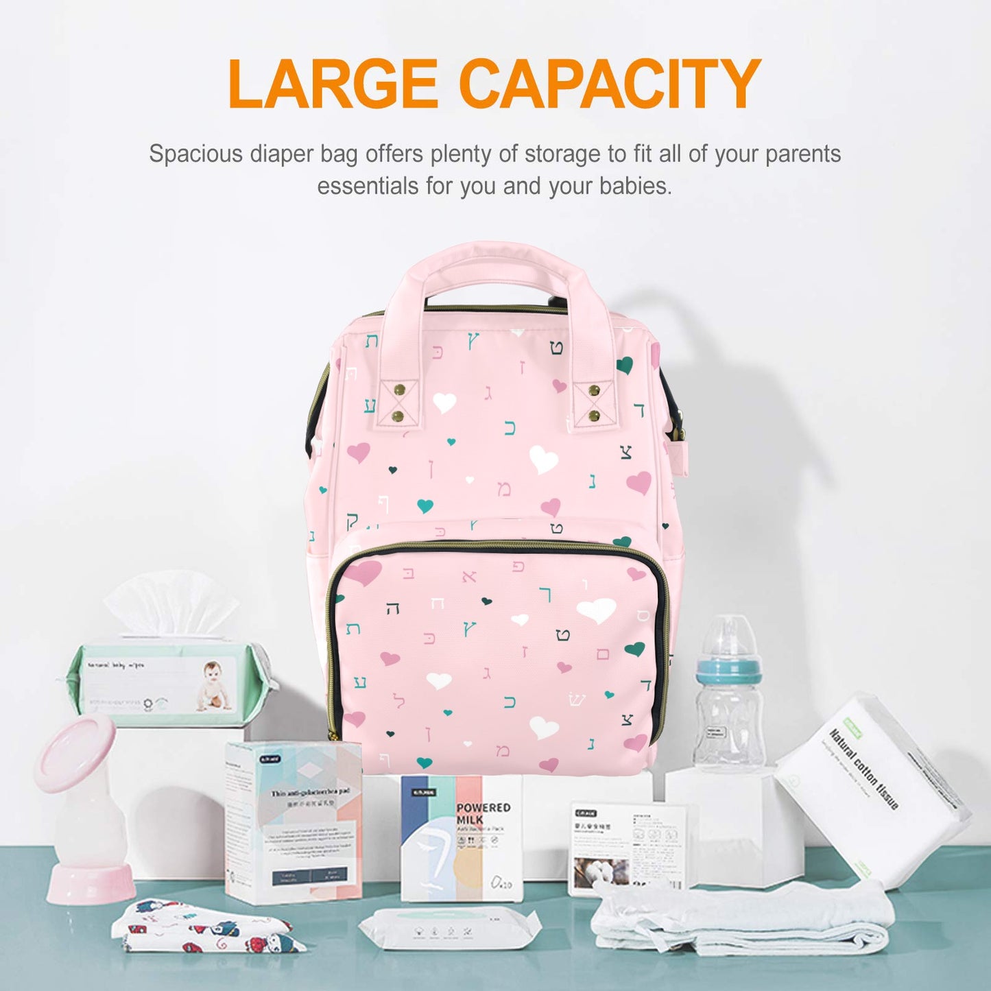 Ahava in Pink Multi-Function Diaper Bag-New (Model 1688)