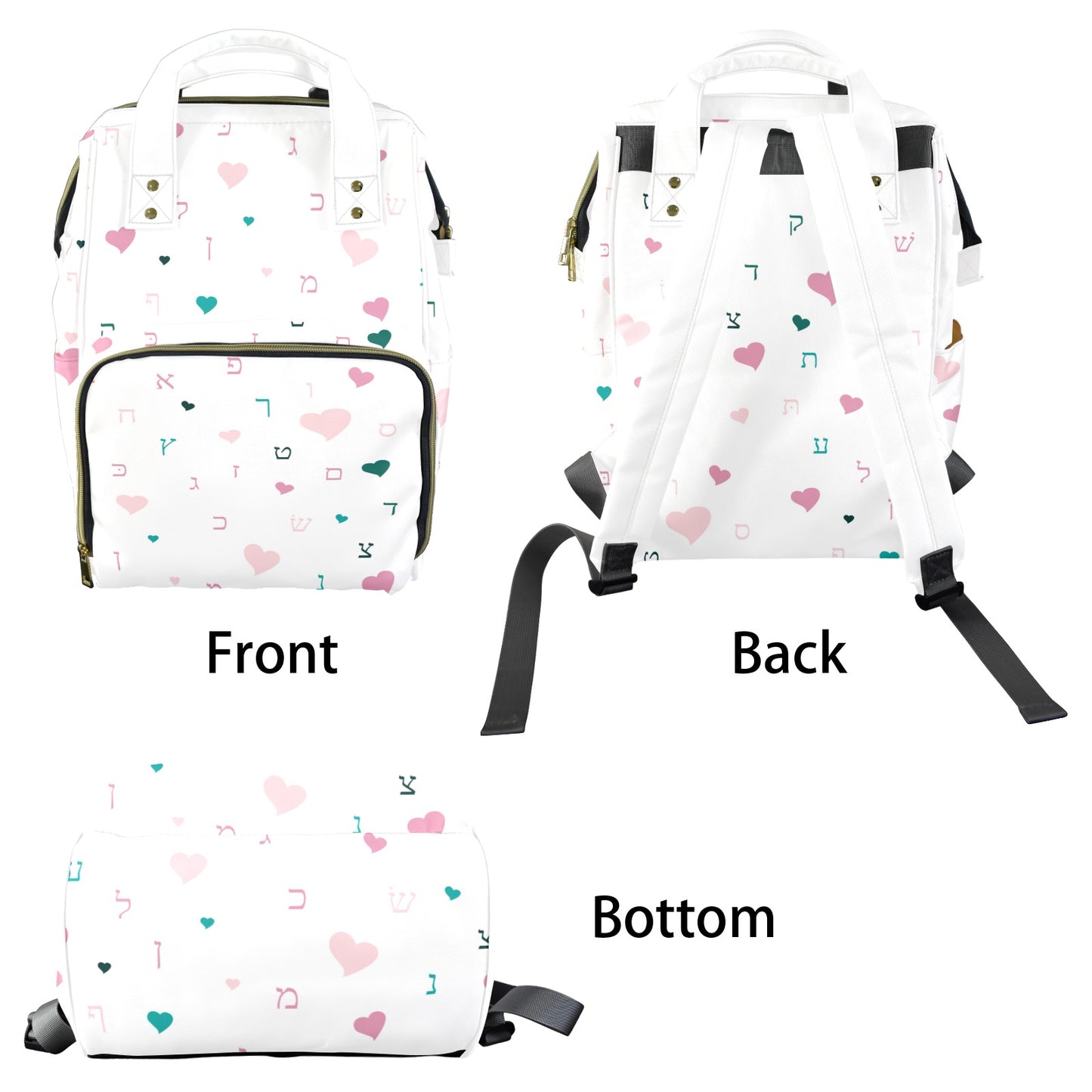 Ahava in White Multi-Function Diaper Bag-New (Model 1688)