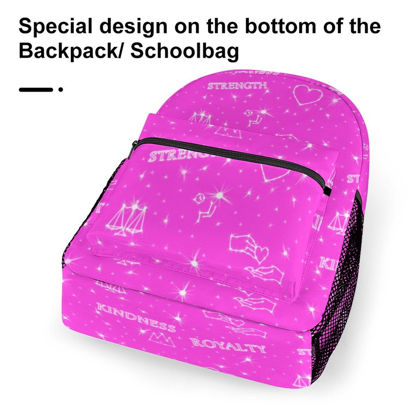 Pink "Kindness • Strength • Royalty” Hebrew Values Children's Backpack