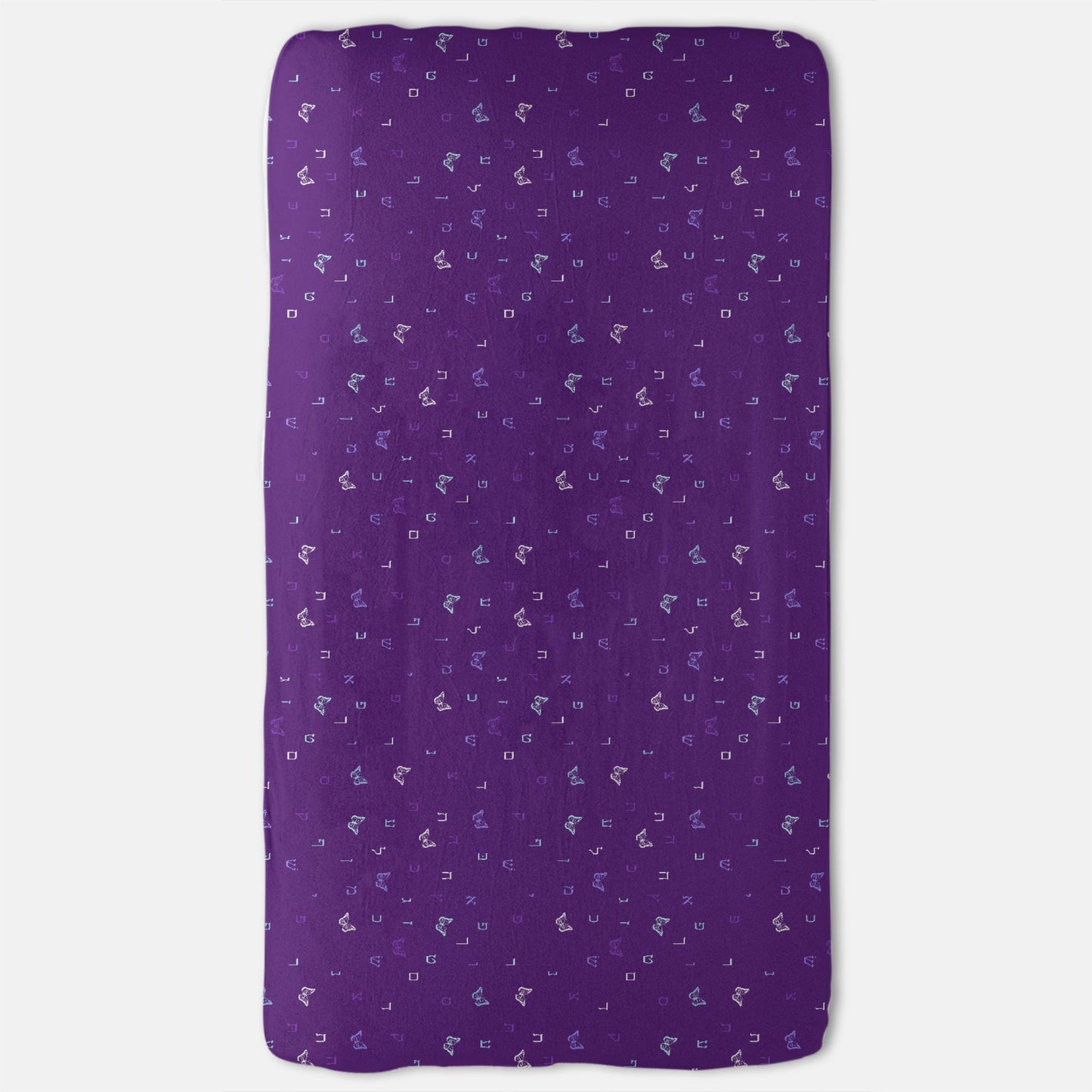 Purple Butterflies Aleph Beis Jersey Fitted Crib Sheet