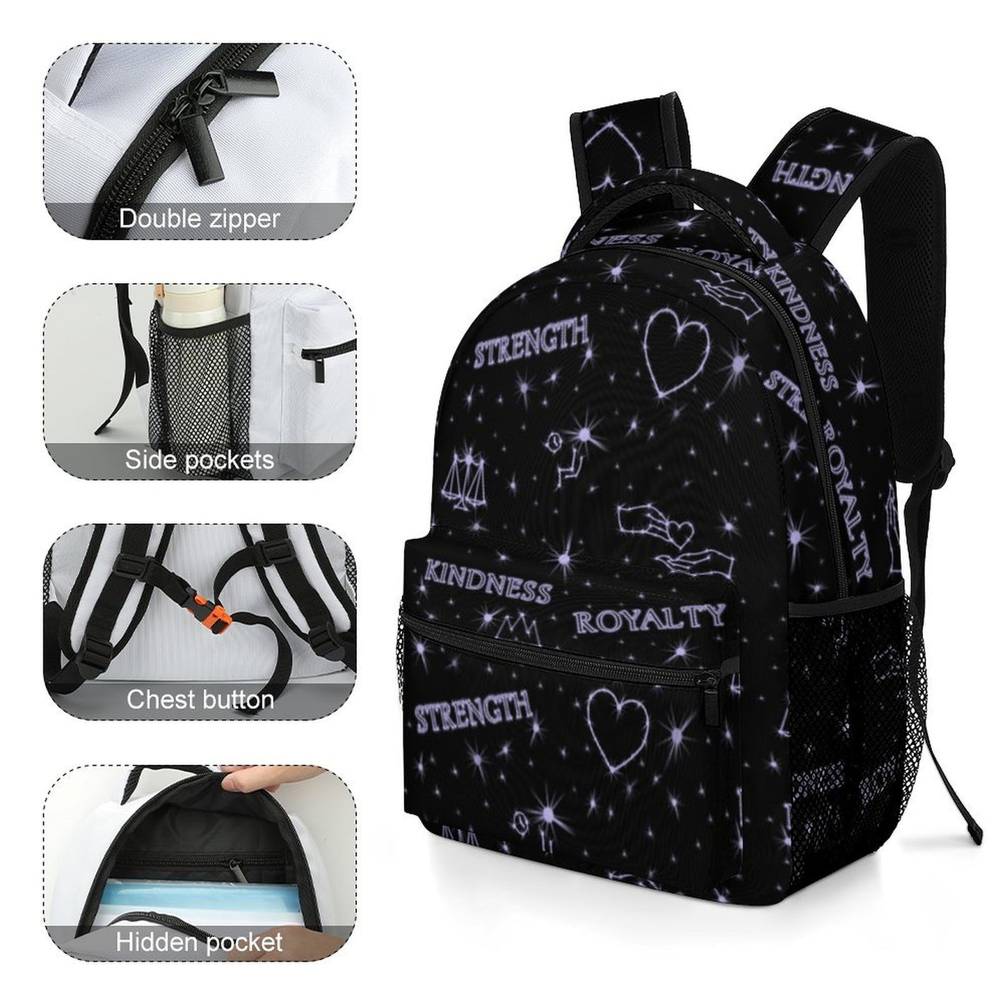 "Kindness • Strength • Royalty” Hebrew Values Children's Backpack