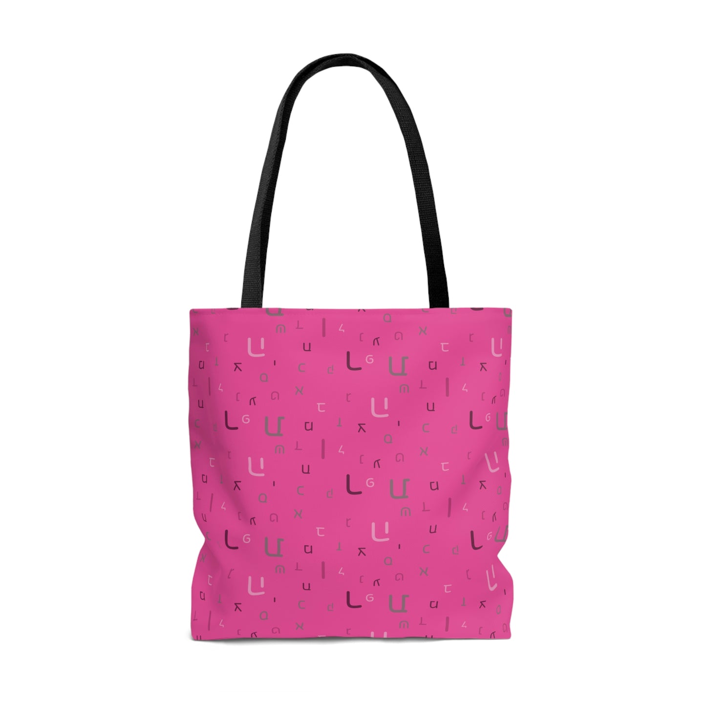 Pink Aleph Beis Gimmel Tote Bag (AOP)