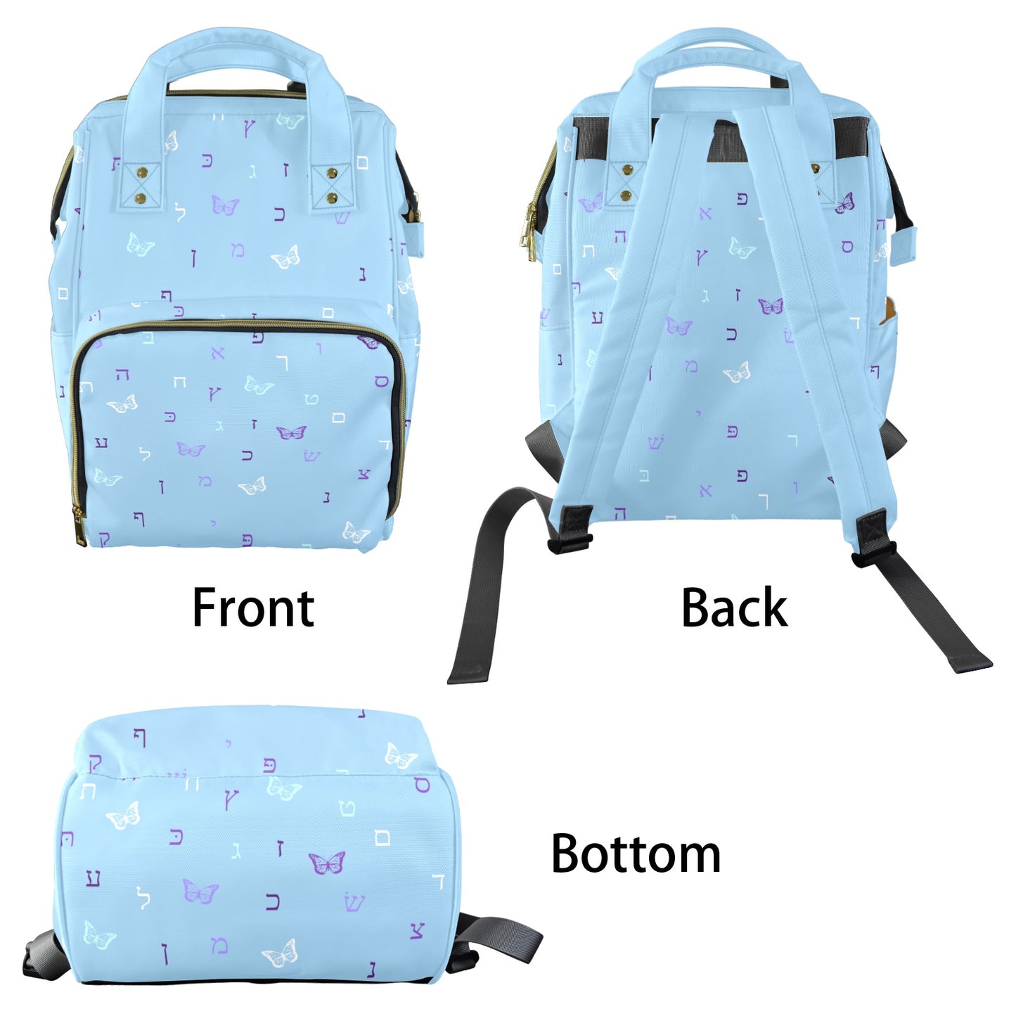 Letters in Flight - Sky Blue Multi-Function Diaper Bag-New (Model 1688)