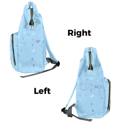 Letters in Flight - Sky Blue Multi-Function Diaper Bag-New (Model 1688)