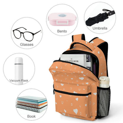 Pretty in Orange Aleph Beis Hearts Children's Backpack