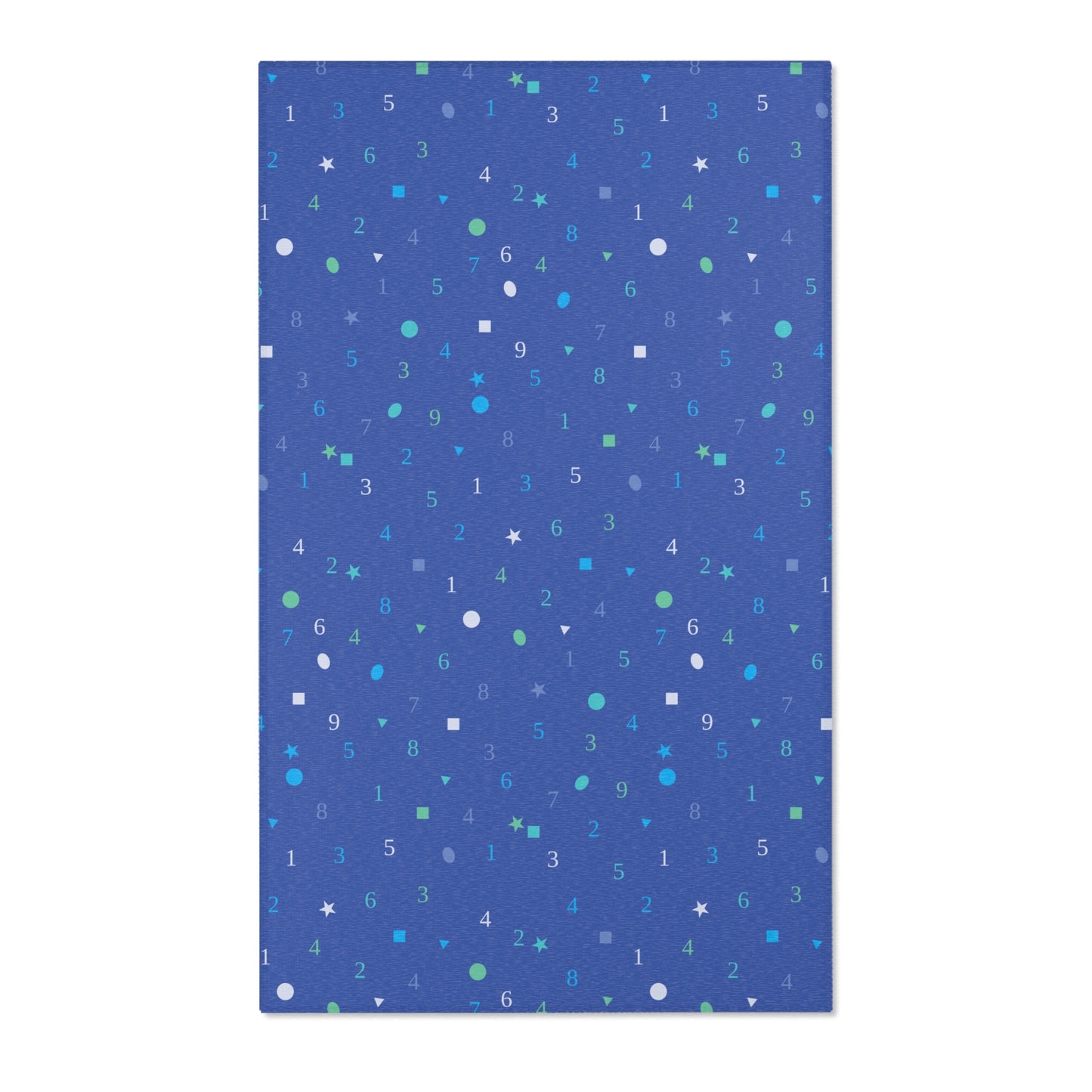 Dark Blue Numbers and Shapes Area Rugs